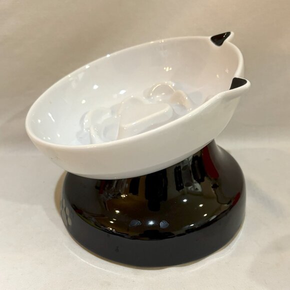 YHY Fine Porcelain Slow Feeder Elevated Tilting Cat Bowl Non-Slip Base - Picture 6 of 9